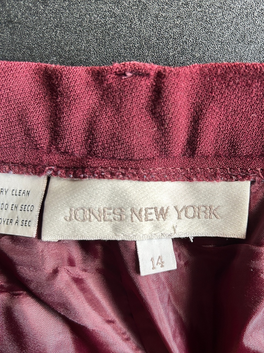 Jones New York 100% Wool Pleated Dress Pants Sz 14 Burgundy - Picture 8 of 11